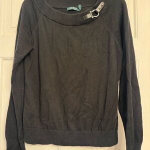 Ralph Lauren Black Sweater with Buckle Detail
